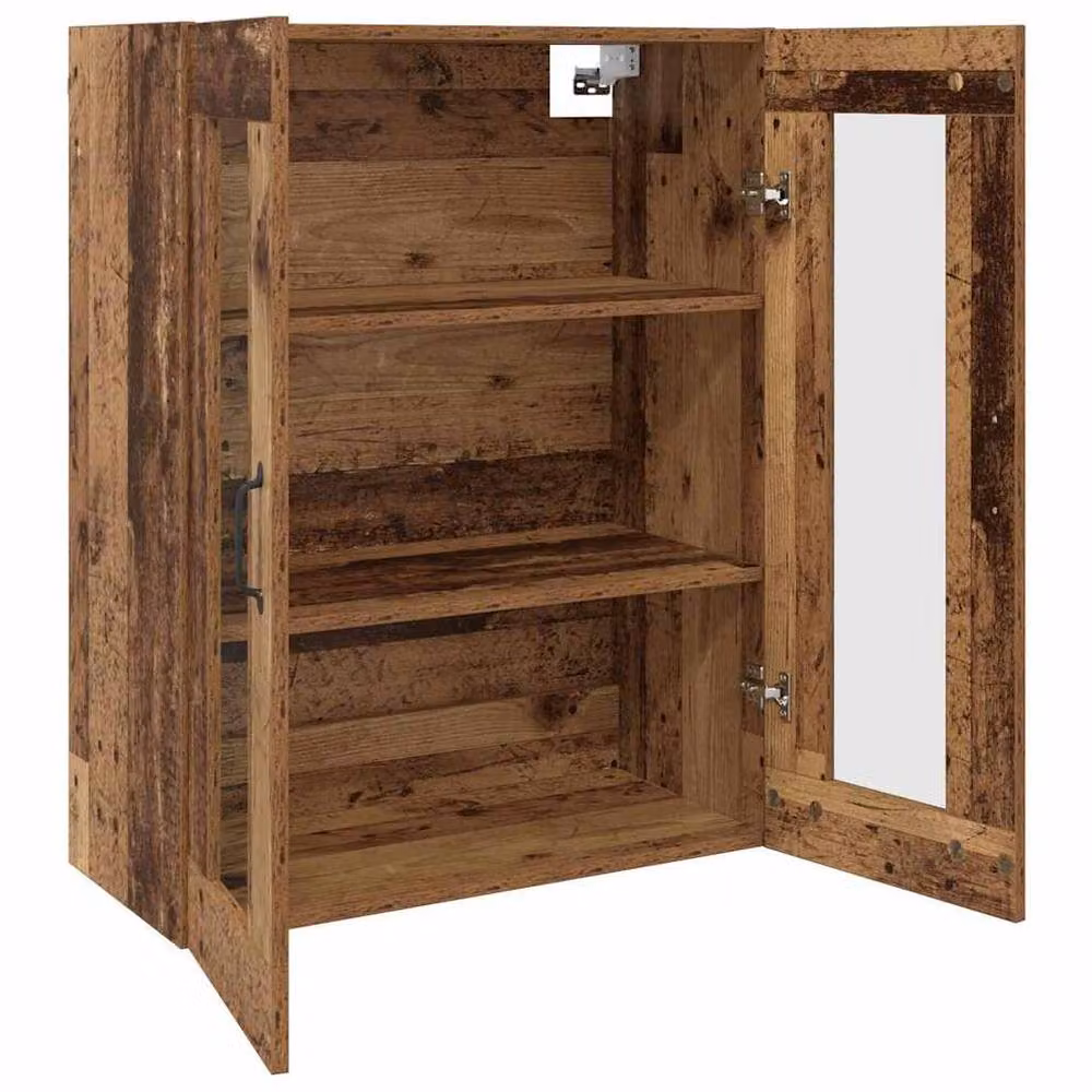Berkfield Home Hanging Wall Cabinet in Brown with Glass Doors and Internal Shelves, W/D/H: 69.5 x 34 x 90 cm – 4