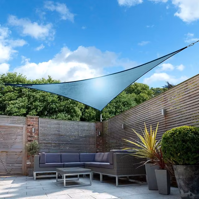 Kookaburra Azure Blue Triangle Waterproof Sun Shade Sail with UPF 50 Protection