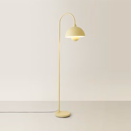ValueLights Tilly Pastel Lemon Arched Dome Metal Floor Lamp with LED Bulb, H: 160 cm, W: 45.5 cm, D: 30 cm