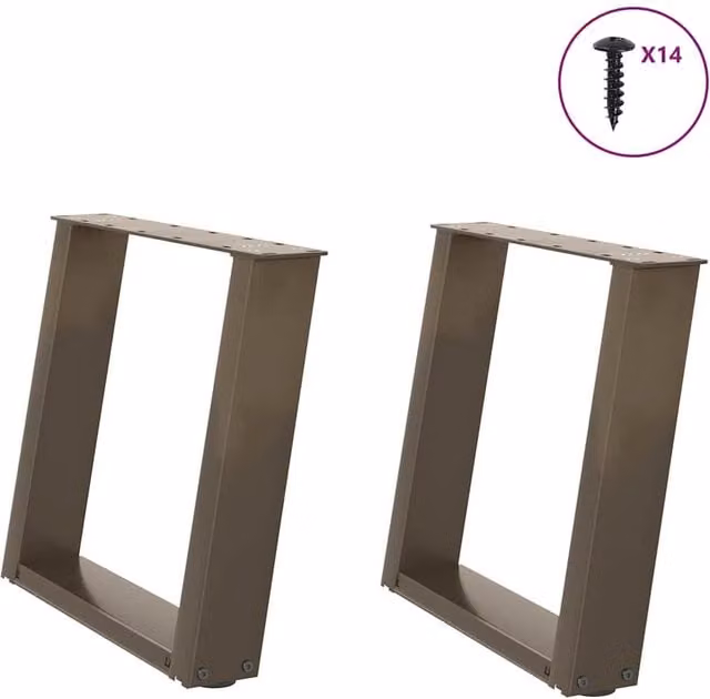 Berkfield Home U-Shaped Coffee Table Legs, 2 Pieces, Brown Steel, H: 50 cm x W: 42.5 cm x D: 42.5 cm – 1
