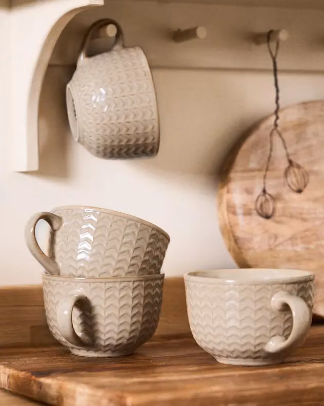 Dibor Set of 2 Brown Geometric Stoneware Coffee Mugs – 4