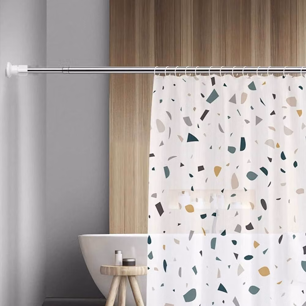 NESTLUNE Silver Telescopic Shower Curtain Pole and Extendable Wardrobe Rail – 3