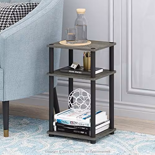 Furinno JUST 3-Tier Side Table with Open Shelves in French Oak – 2