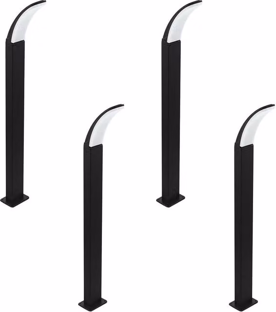 Loops 4 Pack Black Aluminium IP44 Outdoor LED Bollard Garden Lights 11W