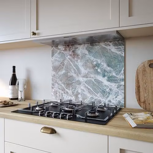 Bushboard Rainforest Marble Look Aluminium Kitchen Splashback Panel, Multicolour, W: 60 cm, H: 80 cm