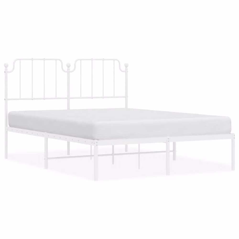 Berkfield Home Metal Bed Frame with Headboard in White, W/D/H: 150 x 200 cm – 2
