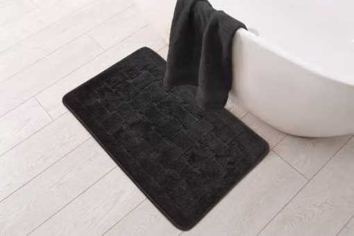 New Edge Blinds Black Rectangular Non-Slip Quick Drying Bath Mat, Width: 45 cm, Depth: 75 cm