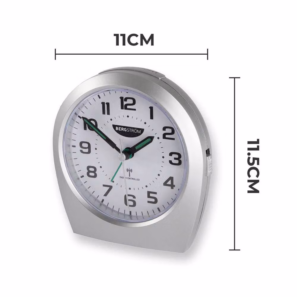 Bergstrom Big Digit RC Radio Controlled Alarm Clock in Silver, H 11 cm x W 11.5 cm x D 4.5 cm – 2