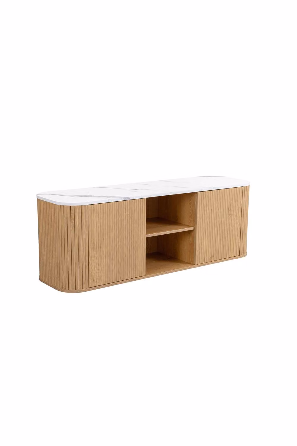 Birlea Kagu Large TV Unit with Fluted Ribbed Oak and Marble Effect in Light Oak – 6