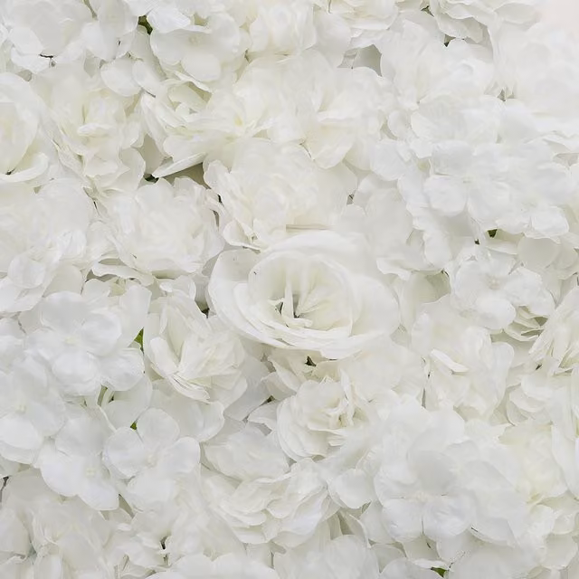 Livingandhome 2-Piece White Artificial Rose Flower Panel Backdrop
