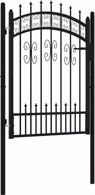 Berkfield Home Black Spear Top Steel Swing Fence Gate, W: 103 cm, H: 175 cm – 1