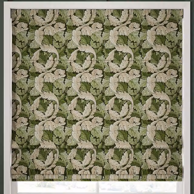 William Morris At Home Acanthus Made to Measure Blackout Roman Blind in Nettle Green