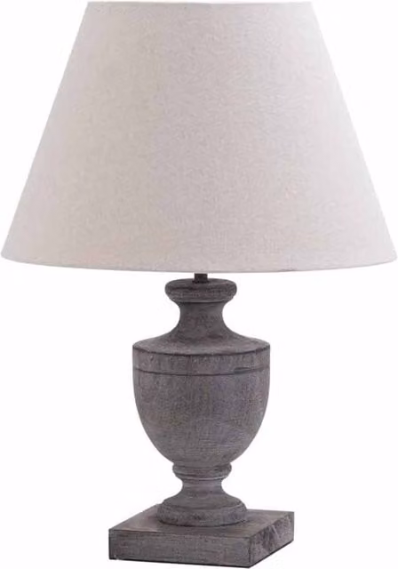 Lemon Pavilion Furniture and Decor Incia Urn Wooden Table Lamp in Brown and Grey, W/D/H: 35 x 35 x 51 cm