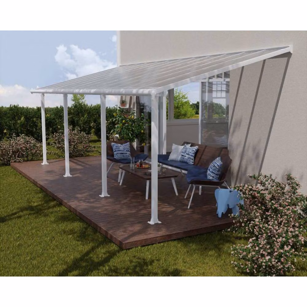 Palram Olympia Lean-to Patio Cover in White and Transparent Polycarbonate, W: 300 cm, H: 305 cm – 2