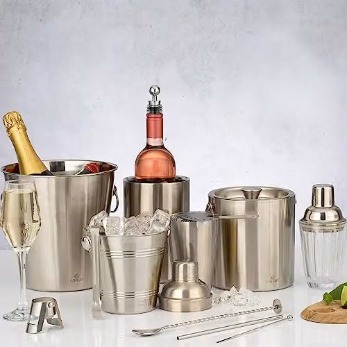 Viners Double Wall Stainless Steel Wine Cooler, Silver, 1.3 l – 2