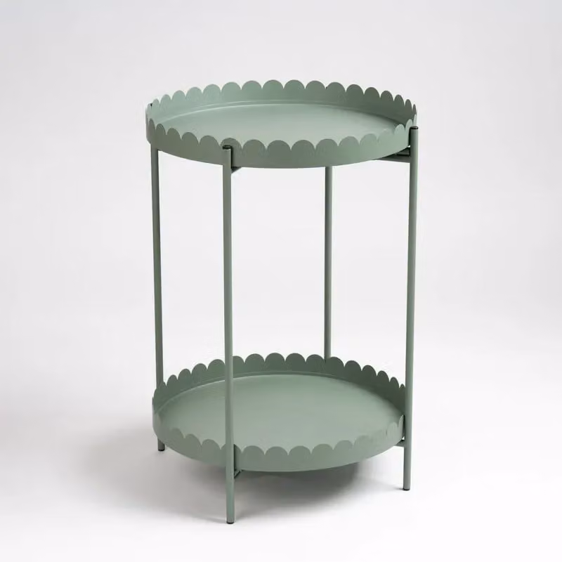 Scottish Everlastings Ltd Green Round Scalloped Metal Serving Tier Table – 3