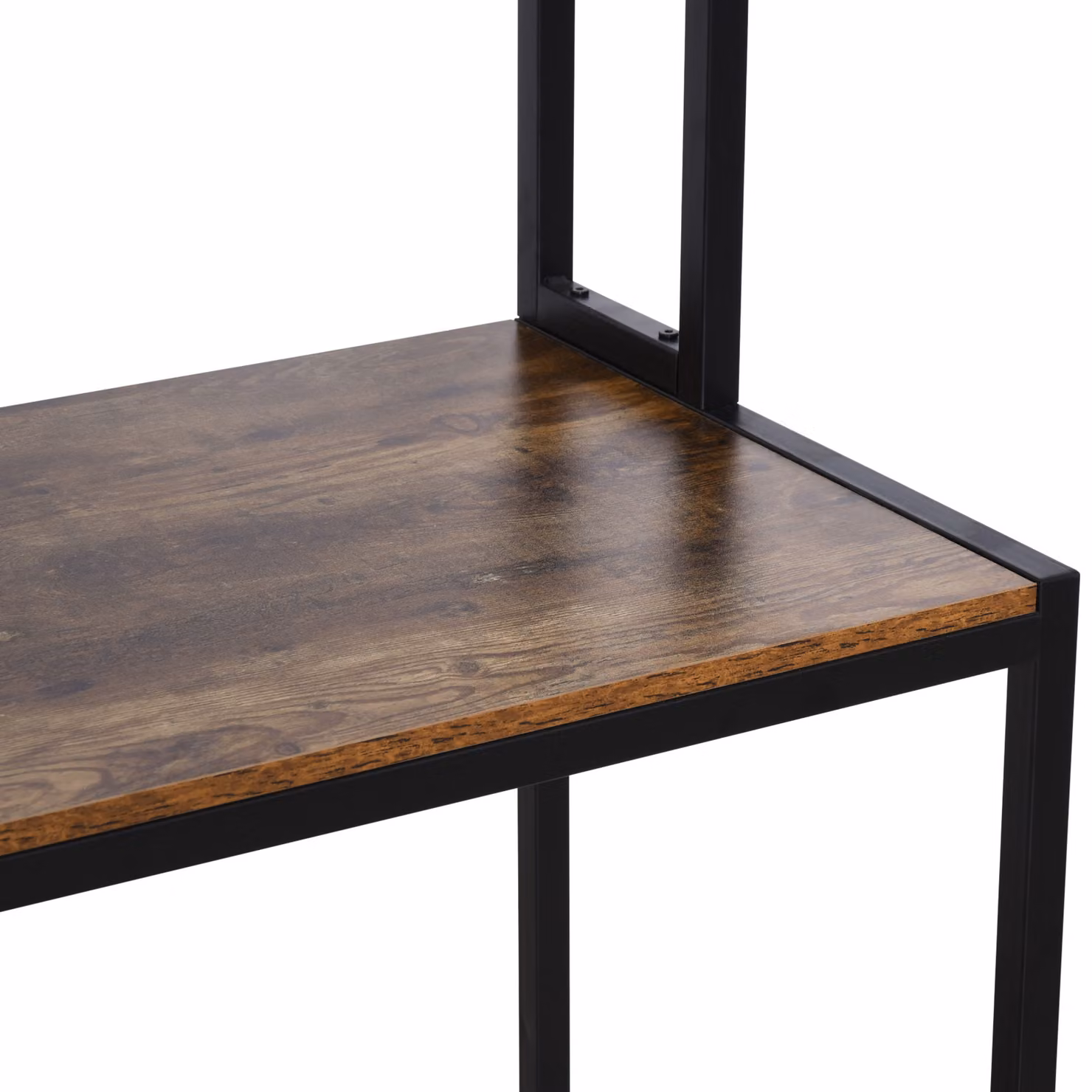 HOMCOM Industrial L-Shaped Corner Work Desk with Storage Shelf, Brown – 8