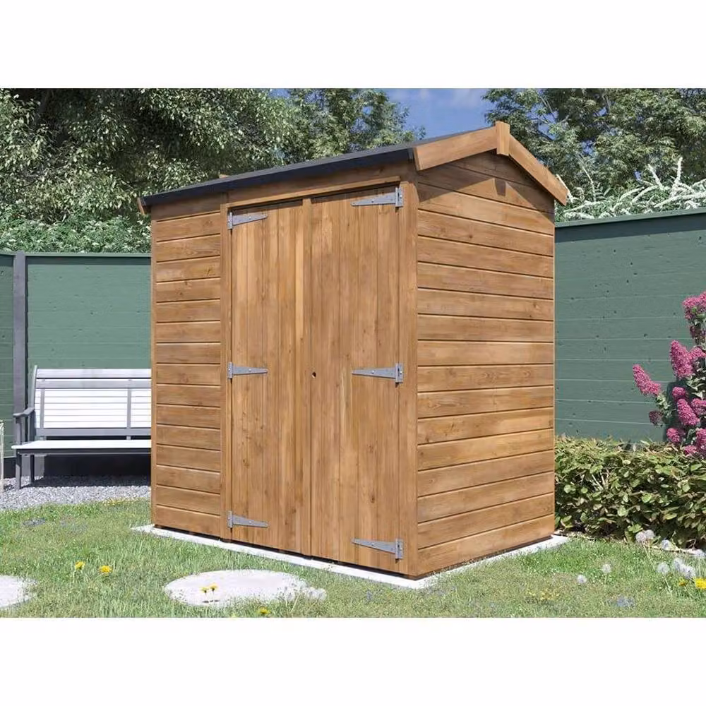 Dunster House Overlord Modular Wooden Garden Shed with Apex Roof and Window in Brown W/D/H: 1.8 x 1.2 x 2.16 m – 3