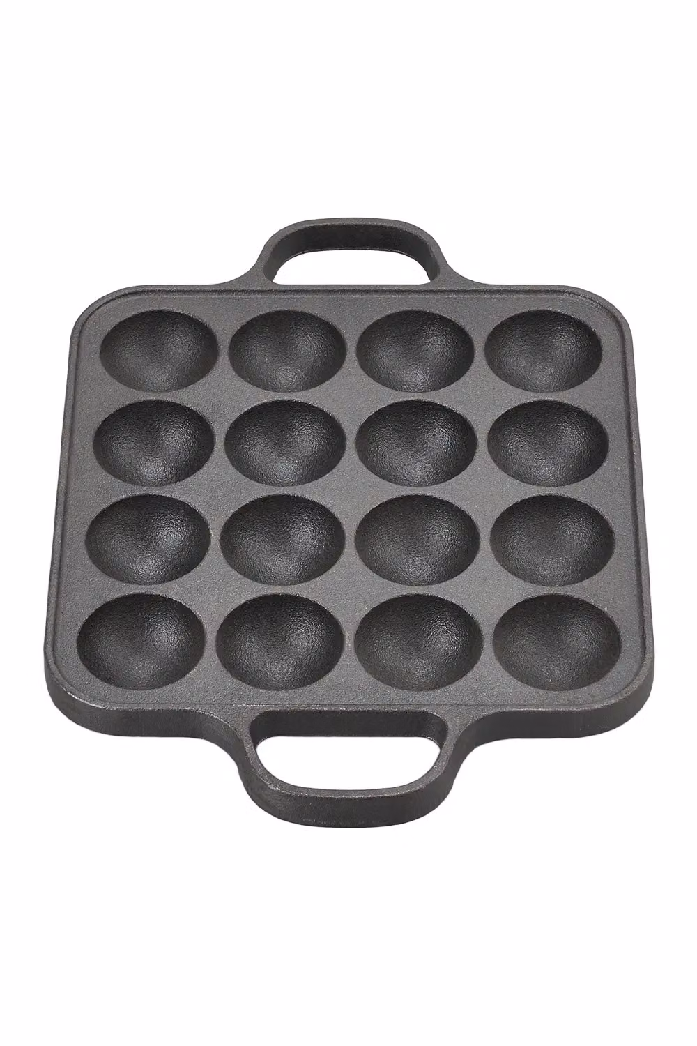 Living and Home 16-Hole Square Cast Iron Takoyaki Pan with Handles Black – 8