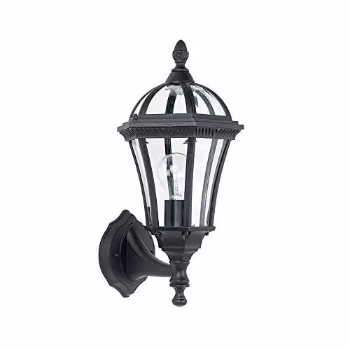 Netlighting Drayton Outdoor Wall Lantern in Black with Transparent Glass, IP44, E27