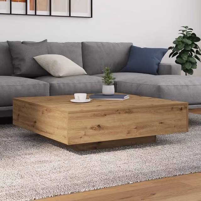 Berkfield Home Artisan Oak Coffee Table in Brown, W/D/H: 100 x 100 x 31 cm – 1