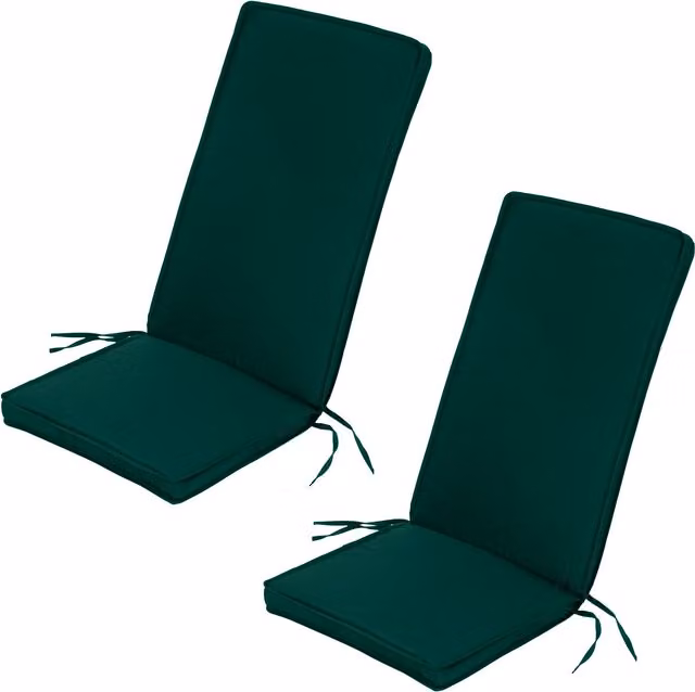 Gardenista Green High Back Outdoor Garden Dining Chair Seat Pad Set of 2