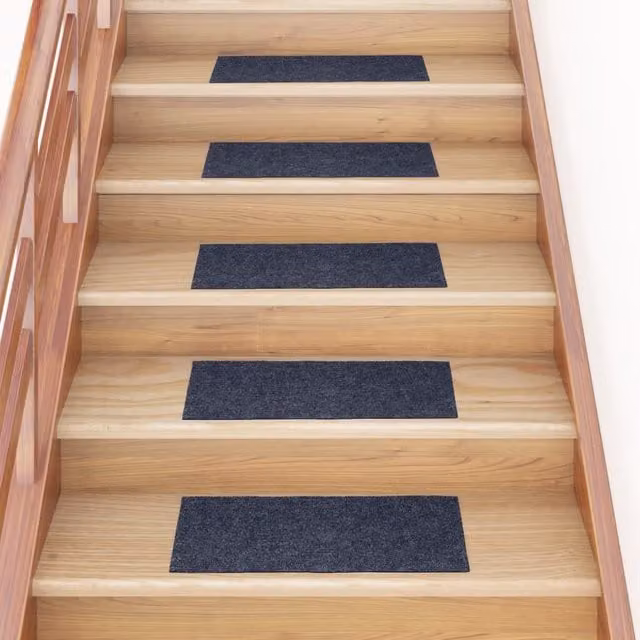 Berkfield Home Self-adhesive Rectangular Stair Mats, 15 Pieces, Grey and Blue, W: 60 cm, D: 25 cm