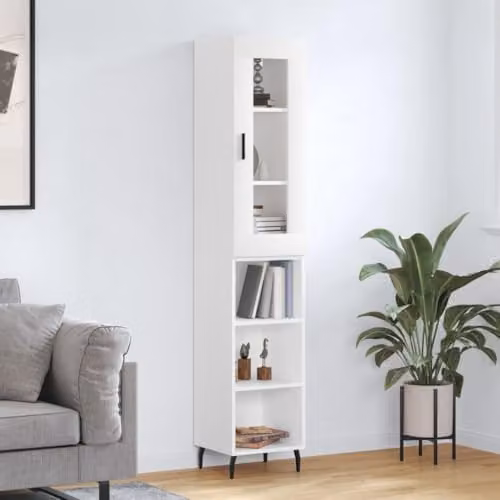 vidaXL Modern White Highboard with Hinged Doors and Internal Shelves, W/D/H: 34.5 x 34 x 180 cm – 2