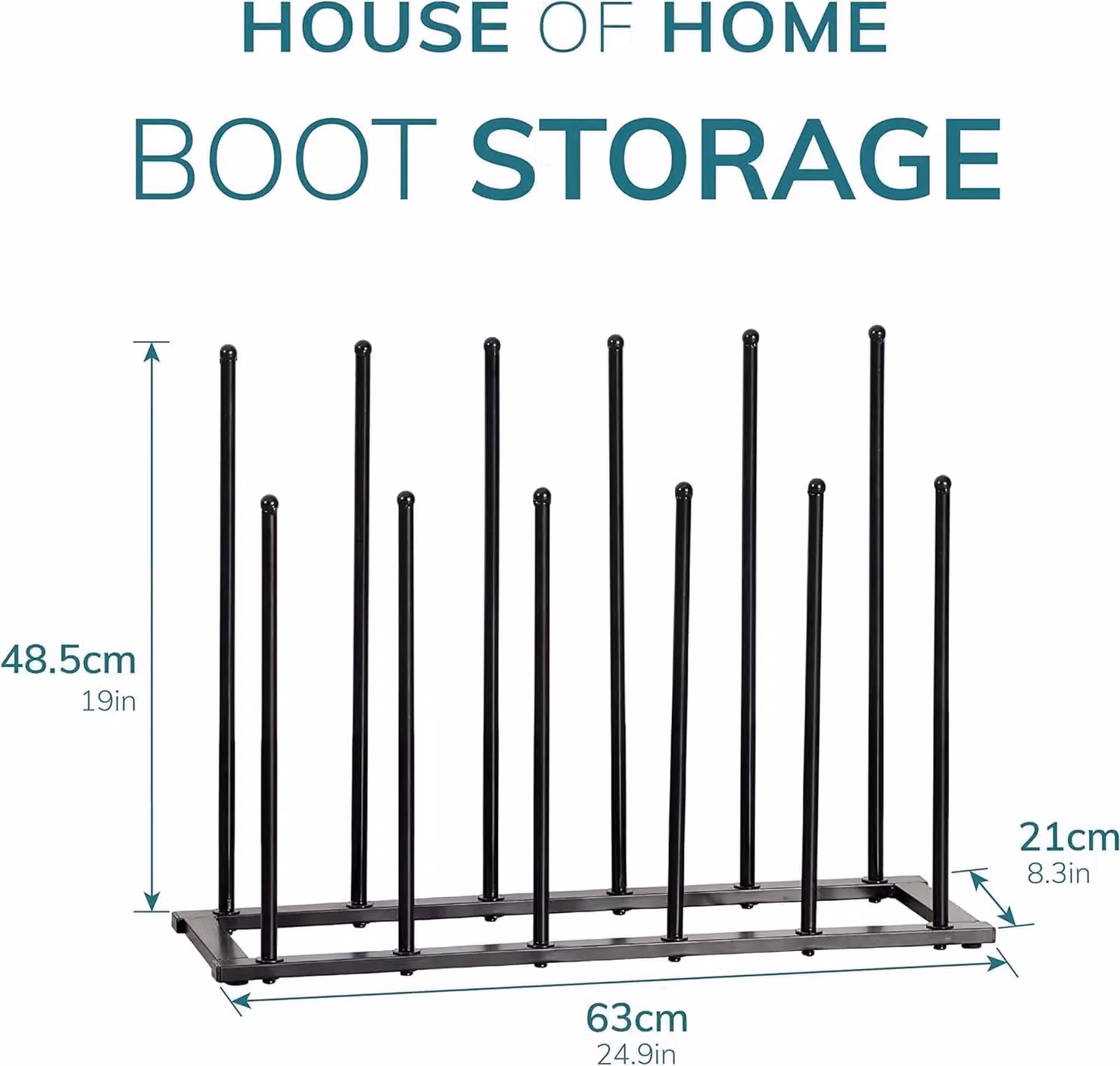 House of Home Metal 6 Pair Welly and Walking Boot Stand Dryer in Black – 2
