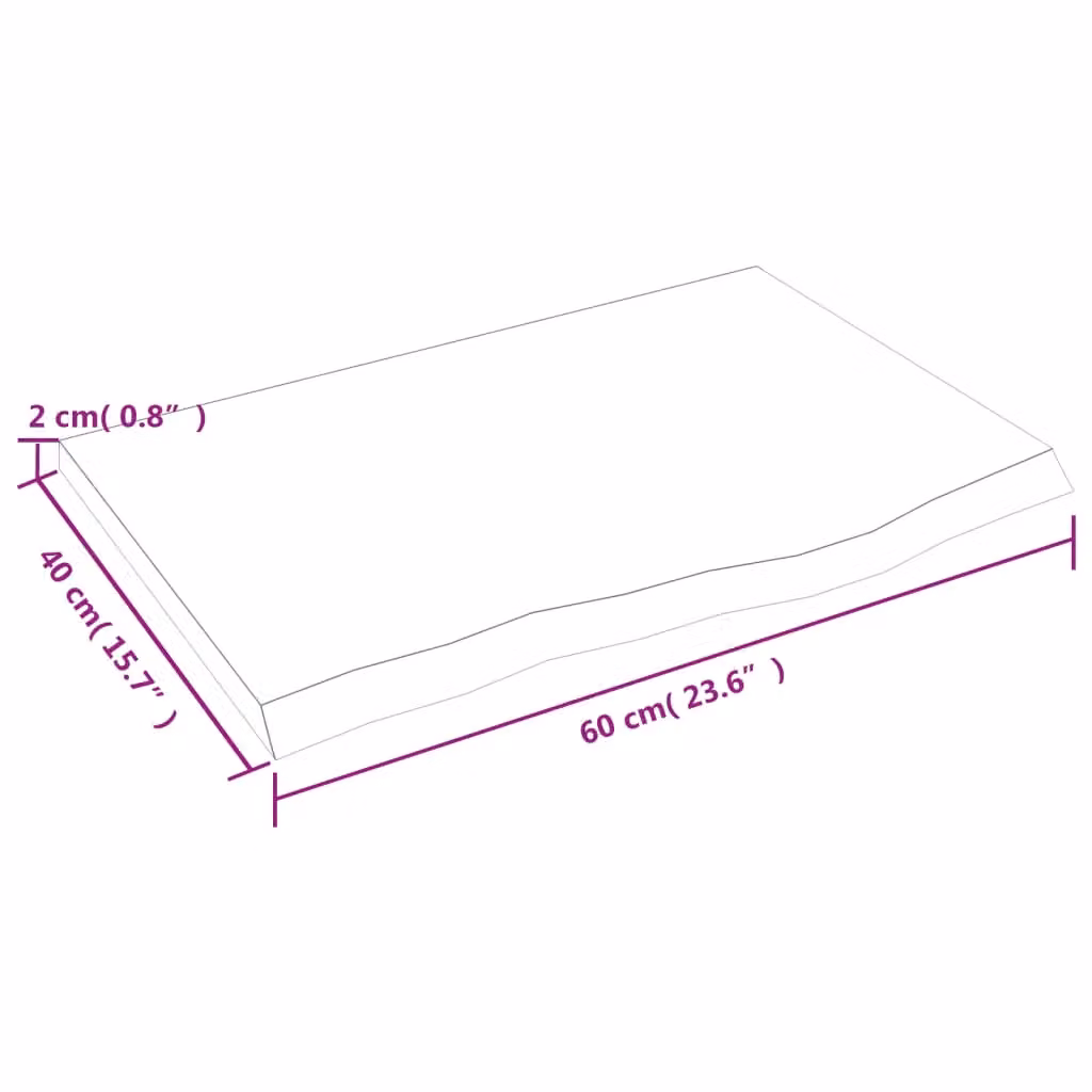 Berkfield Home Bathroom Countertop in Dark Brown Treated Solid Wood with Grey, W/D/H: 60 x 40 x 2 cm – 6