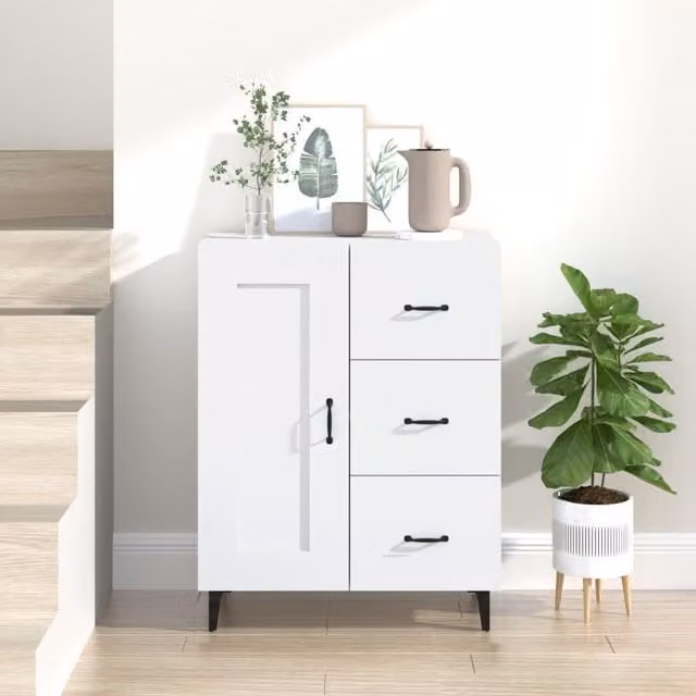Berkfield Home White Classic Sideboard, W/D/H: 69.5 x 34 x 90 cm