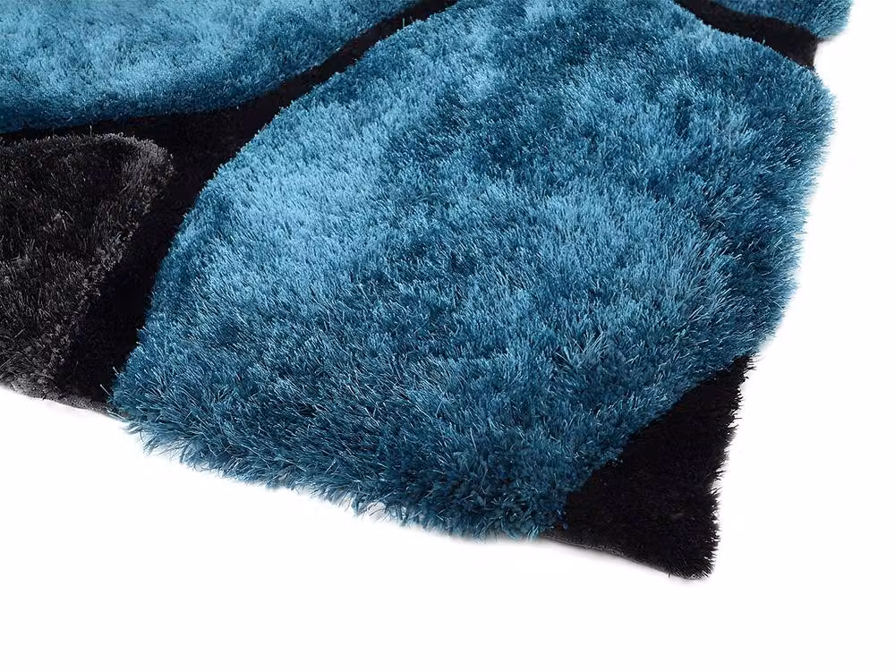 Vente-unique PIETRA Turquoise and Grey Shaggy Rug, W: 140 cm, L: 200 cm – 6