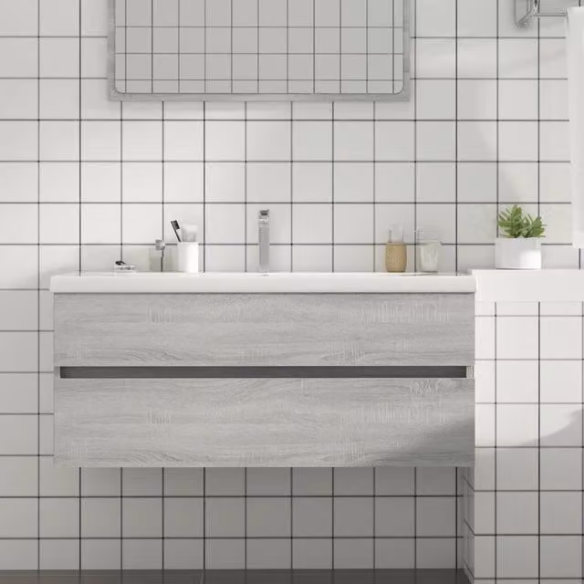 Berkfield Home Grey Sonoma Sink Cabinet, W: 100 cm, D: 38.5 cm, H: 45 cm