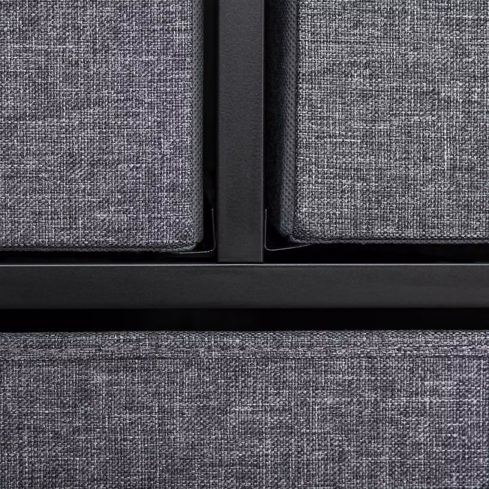 STILVORA Modern Fabric Dresser with Storage in Grey and Multicolour – 6