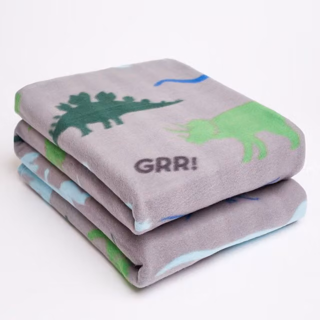 OHS Pack of 10 Grey Printed Animal Fleece Blanket Throws, W/D/H: 120 x 150 cm