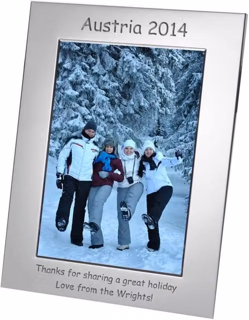Uniqueful Personalised Silverplated Rectangular Single Photo Frame in Silver, 7x5 inch