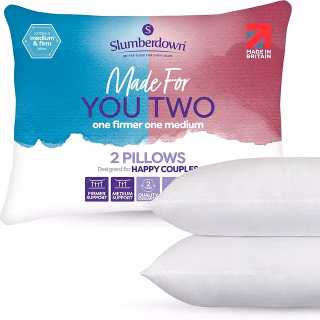 Slumberdown Made For You Two Medium Microfibre Hollow Fibre Pillows in White