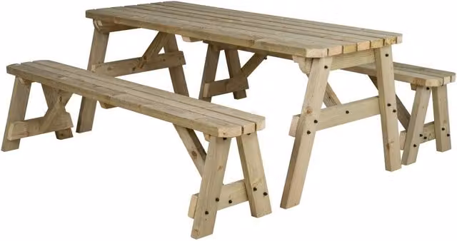 Arbor Garden Solutions Rustic Wooden Picnic Bench and Table Set in Green