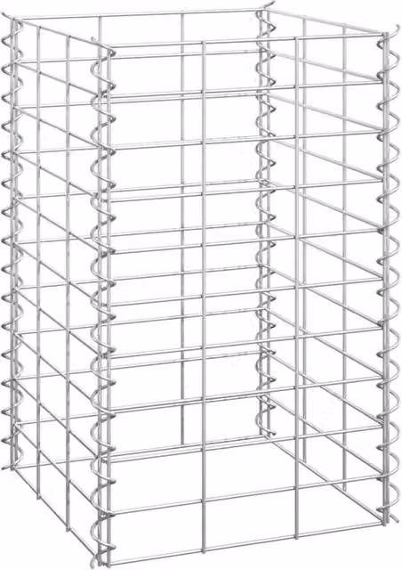 Berkfield Home Set of 3 Silver Metal Stone Gabion Raised Beds, W/D/H: 30 x 30 x 50 cm