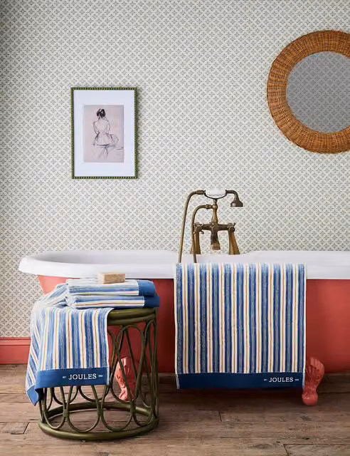 Joules Grove Blue Mix Striped Cotton Towel