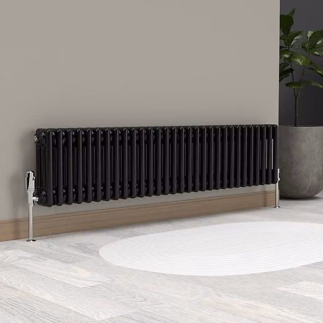 Lux Heat Horizontal Column Radiator in Space Black, 3 Column, H: 137 cm, W: 30 cm