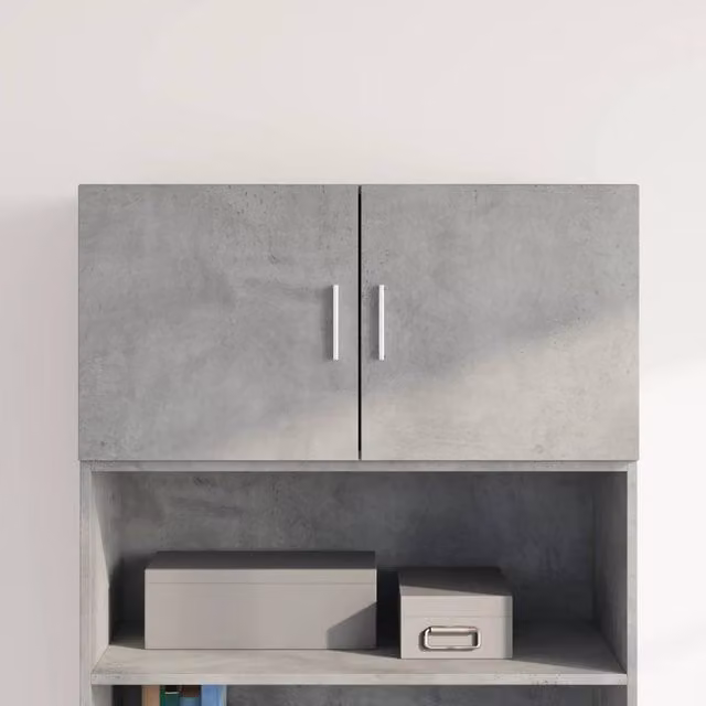 Berkfield Home Wall Mounted Cabinet in Concrete Grey, W/D/H: 80 x 42.5 x 40 cm