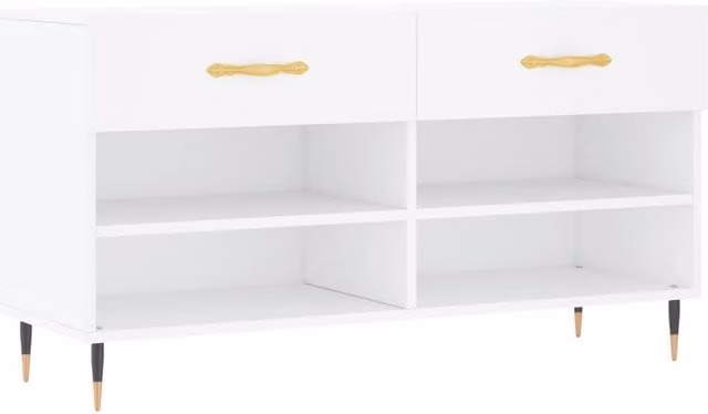 Berkfield Home White Shoe Bench W/D/H: 102 x 35 x 55 cm