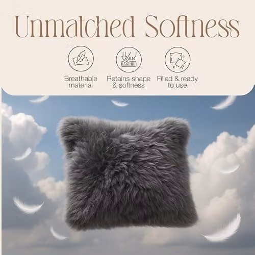 Simply Sheepskin Grey Wool Square Cushion, W/D/H: 45 x 45 x 45 cm – 3