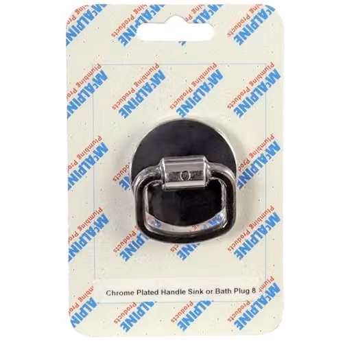 McAlpine CARD-8 Chrome Plated Handle Sink or Bath Plug in Silver