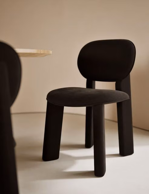 Gallery Direct Addy Charcoal Velvet Dining Chair with Pine Wood Legs