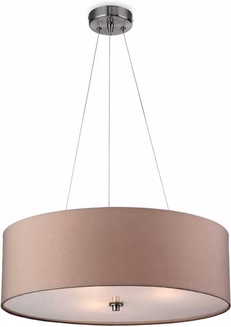 Firstlight Phoenix 3 Light Round Fabric Ceiling Pendant in Taupe and Brown with E27 Bulbs