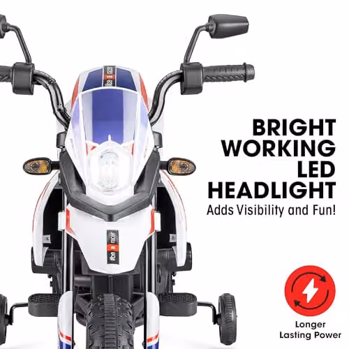 Xootz Aprilia Kids Electric Ride-On Motorbike with Light and Sound Effects in Blue and White – 4