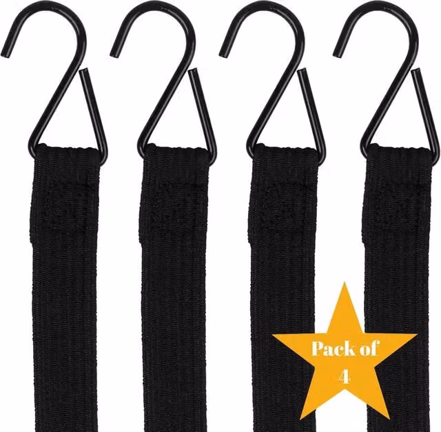 SPETLEK Pack of 4 Black Elastic Bungee Cords with Steel Clips for Luggage, 100 cm – 1
