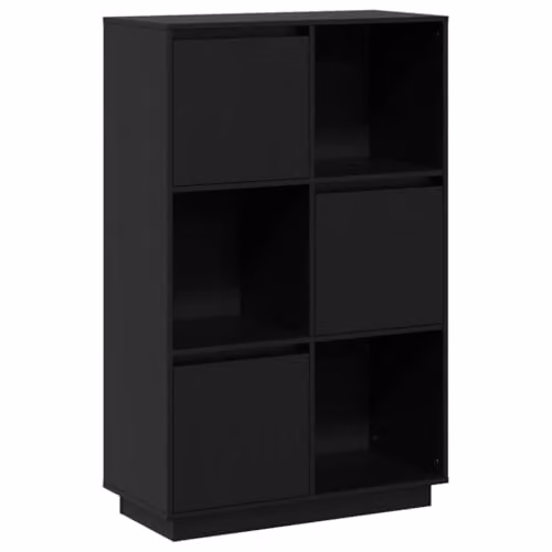 vidaXL Rustic Black Solid Wood Pine Highboard with Hinged Doors, W/D/H: 74 x 35 x 117 cm – 1